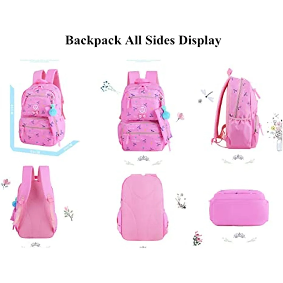 3Pcs Heart Printing Backpack Sets With Bowknot