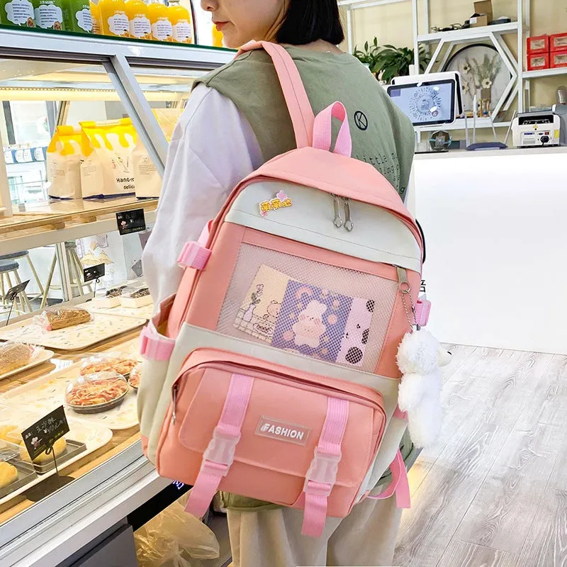 4Pcs Fashion Schoolbag Student Backpack