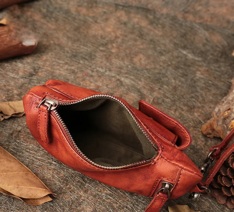Brown Leather Womens Phone Shoulder Bag Small Vertical Side Bag Handmade Crossbody Purse for Ladies