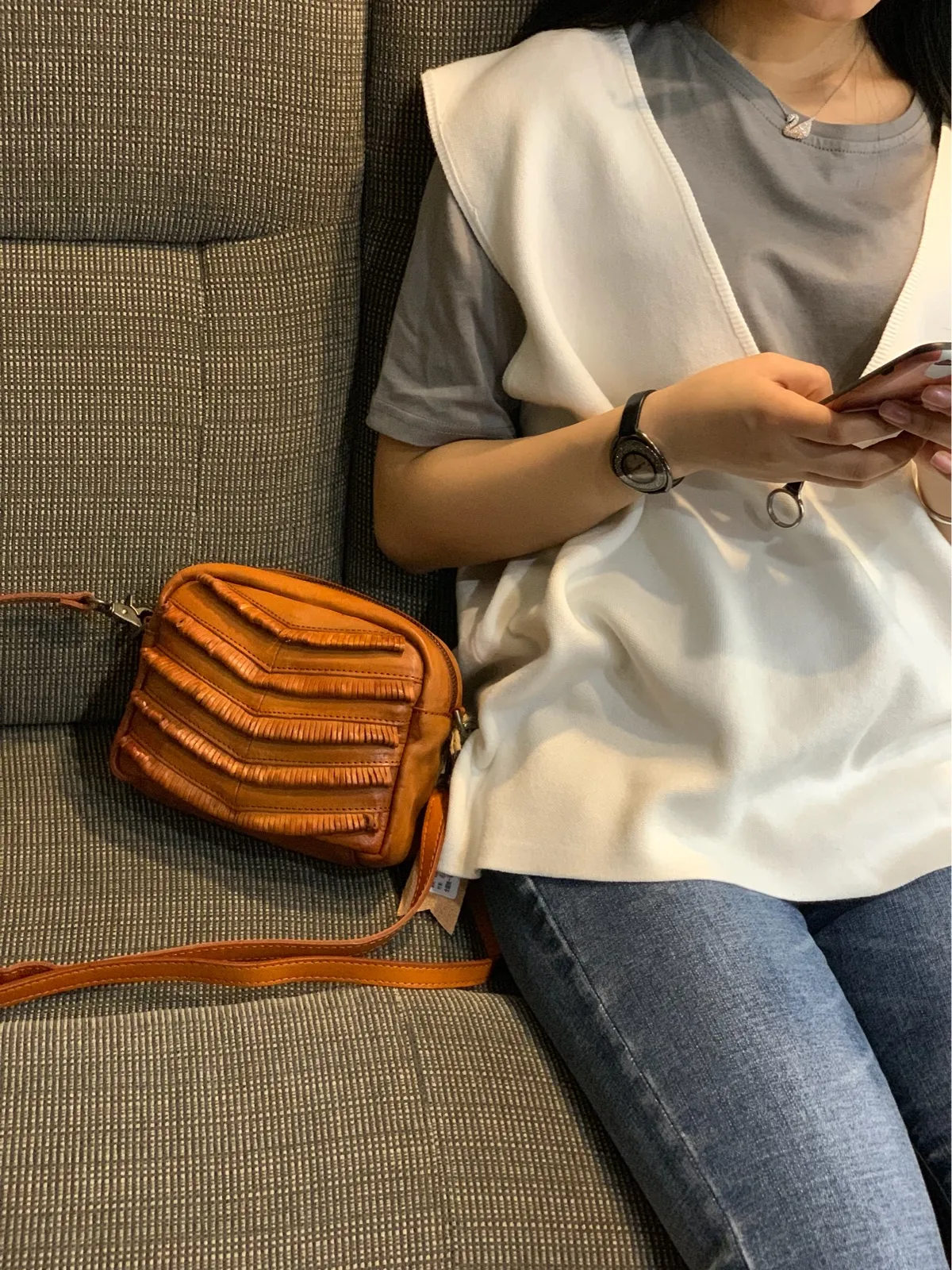 Brown Women's Small Side Bag Satchel Vintage Green Shoulder Bag Square Crossbody Bag for Ladies