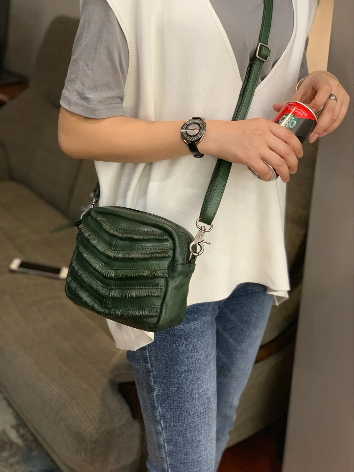 Brown Women's Small Side Bag Satchel Vintage Green Shoulder Bag Square Crossbody Bag for Ladies