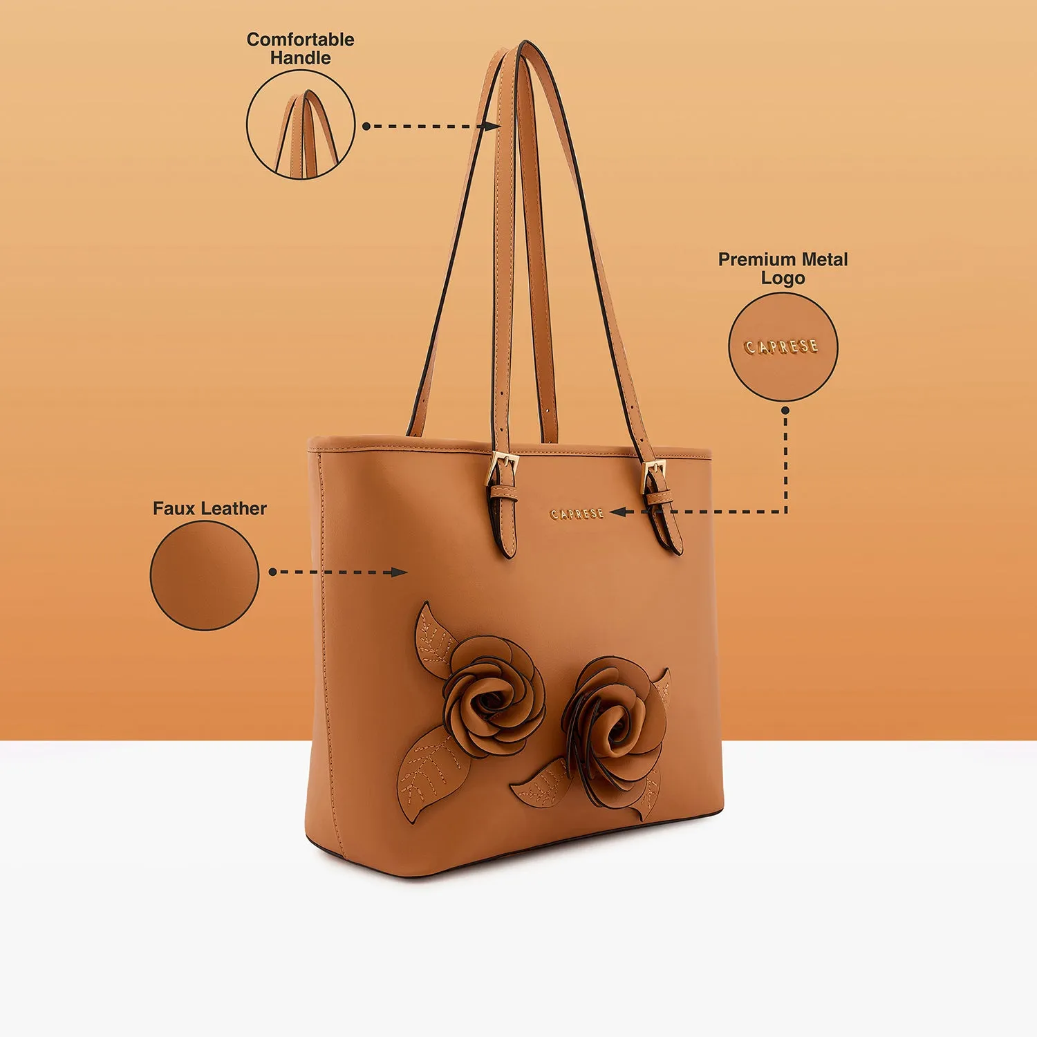 Caprese Bloom Medium Apricot Tote Bag