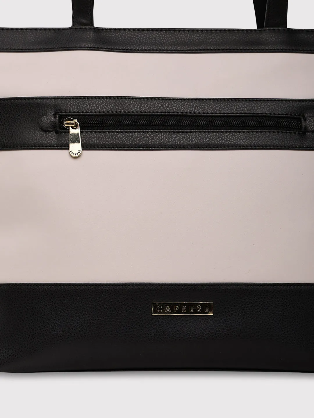 Caprese Marciano Medium Striped Black Tote Bag