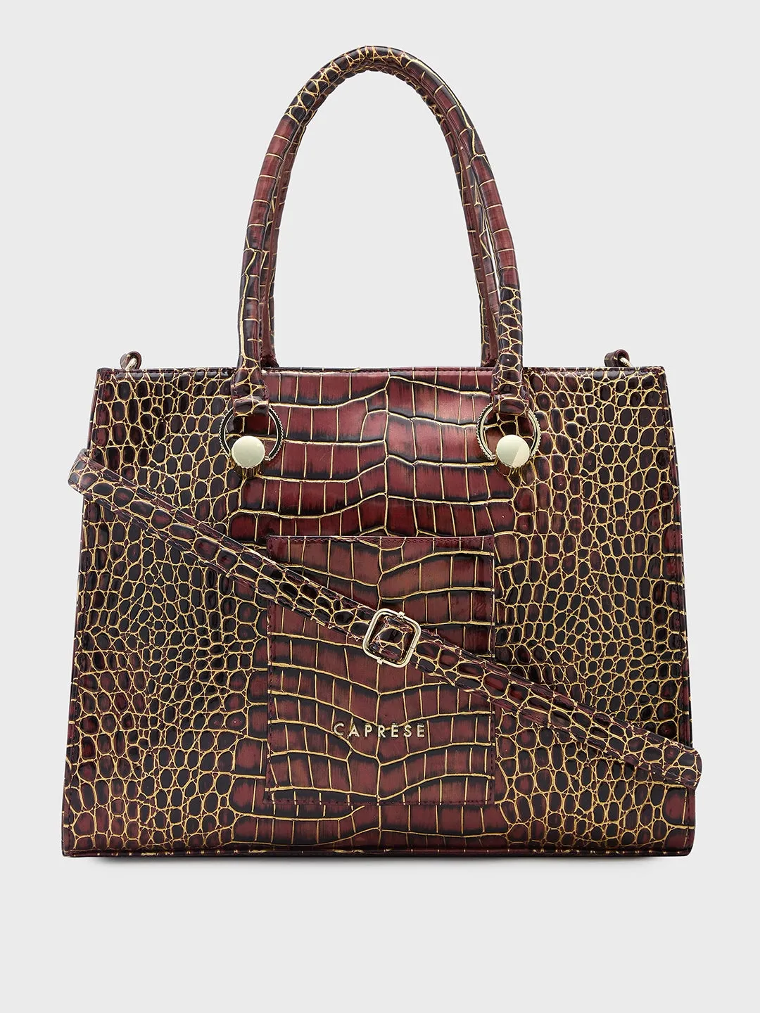 Caprese Miranda Medium Croco Burgundy Tote Bag