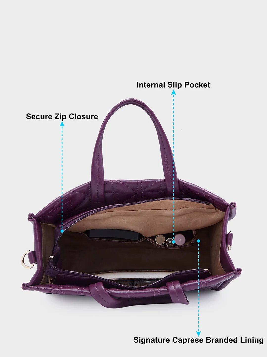 Caprese Ritva Medium Violet Tote Bag