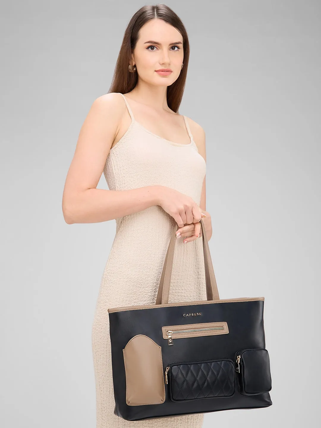 Caprese Roberta Large Black Tote Bag