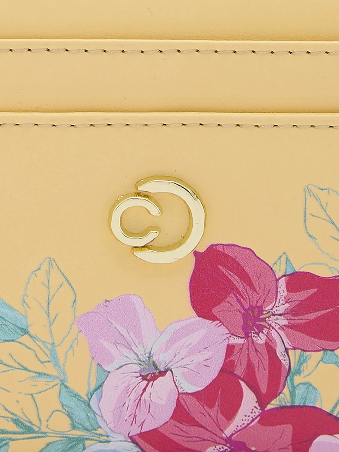 Caprese Shanaya Printed Small Yellow Zip Around Wallet