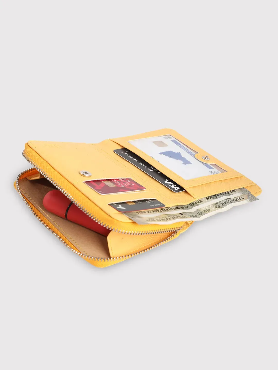 Caprese Sophia Small Yellow Zip Around Wallet