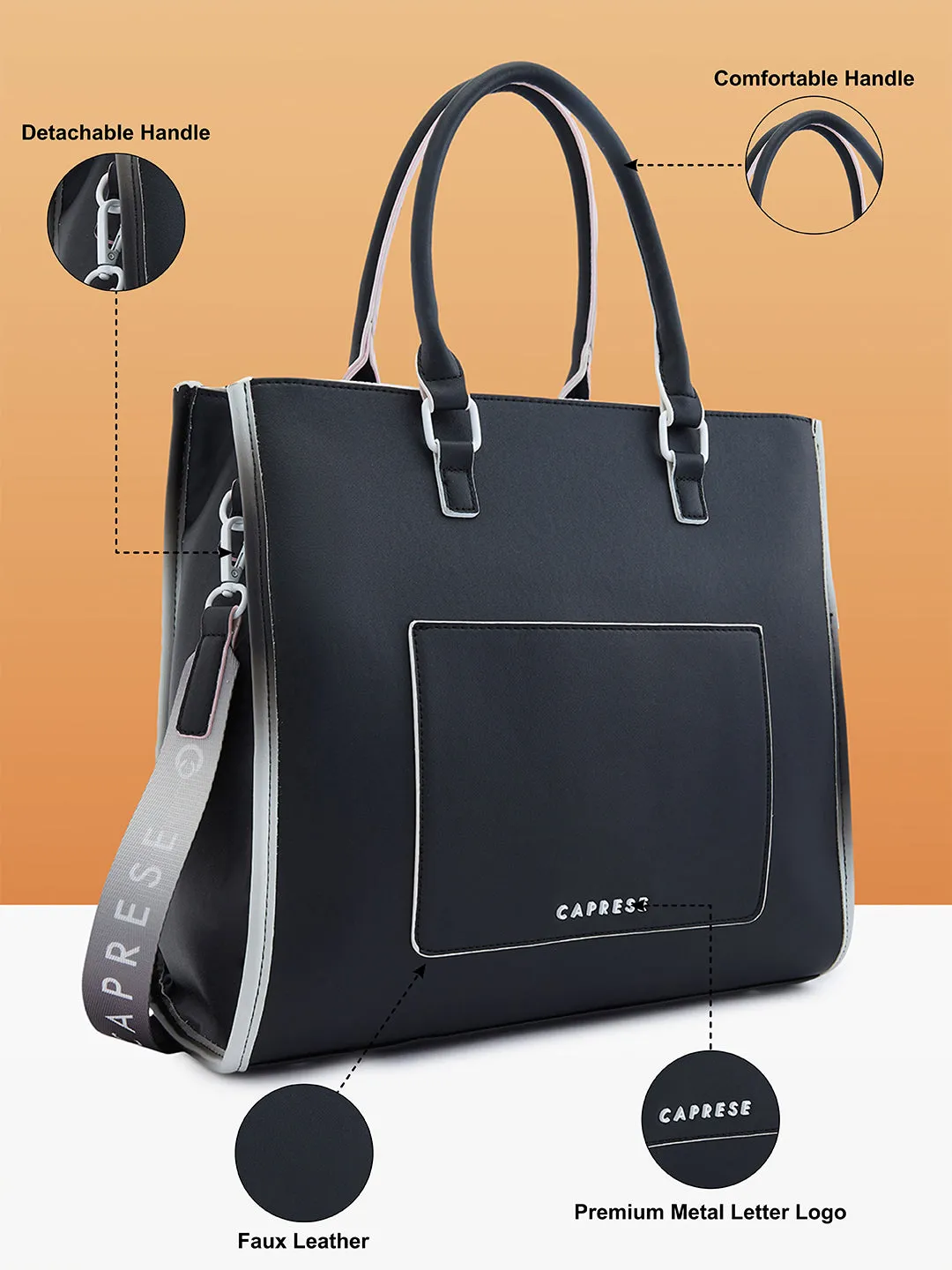 Caprese Vivian Medium Black Tote Bag