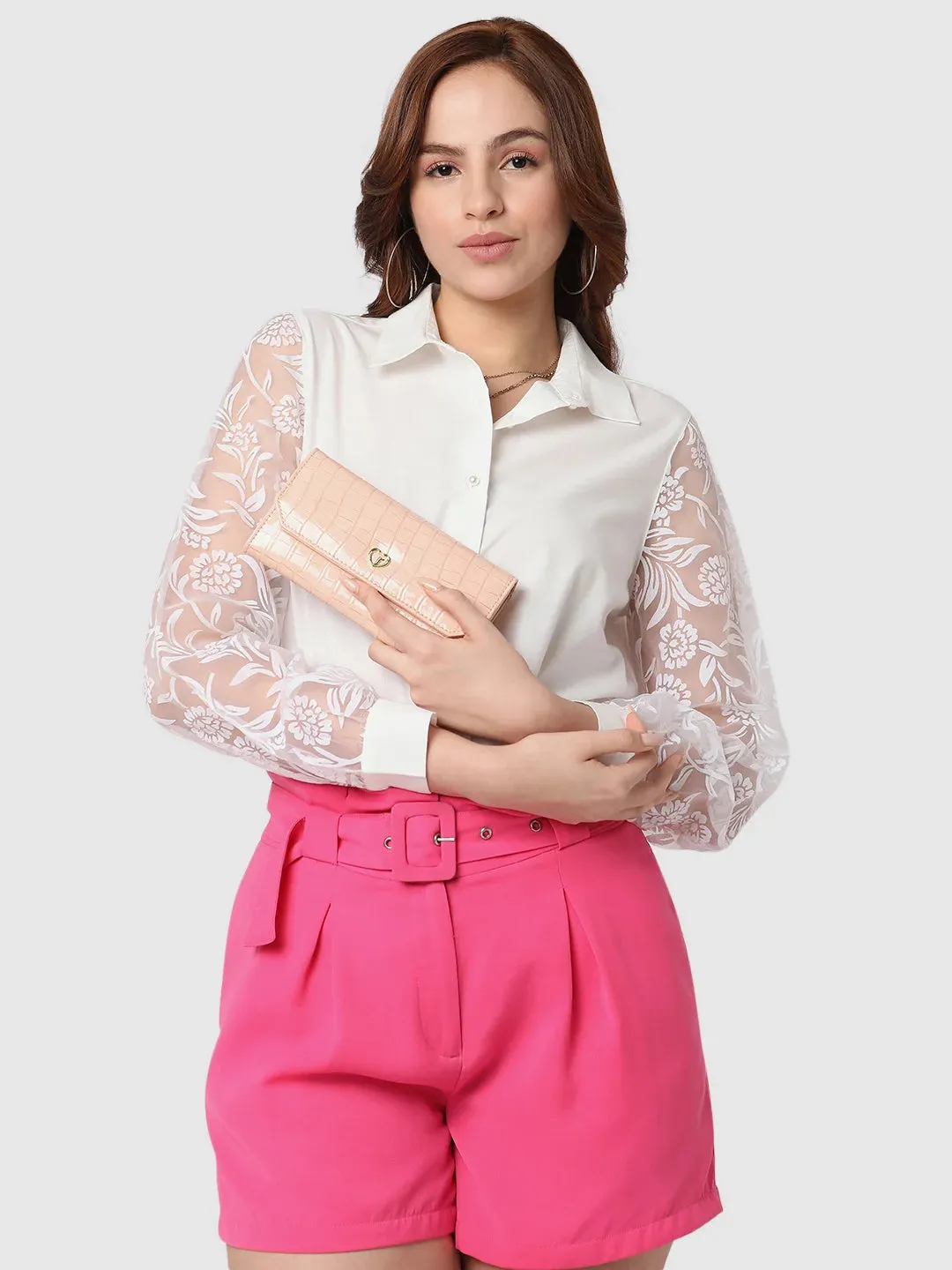 Caprese Wila Medium Peach Flapover Wallet