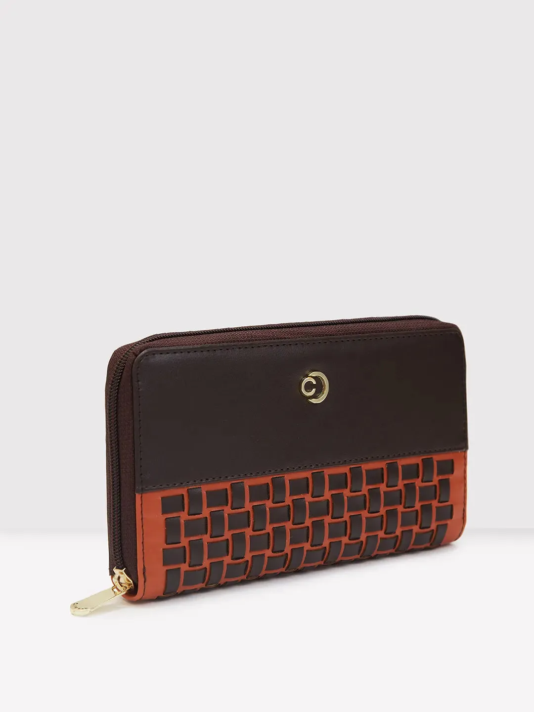Caprese Zeta Quilted Large Chocolate Zip Around Wallet