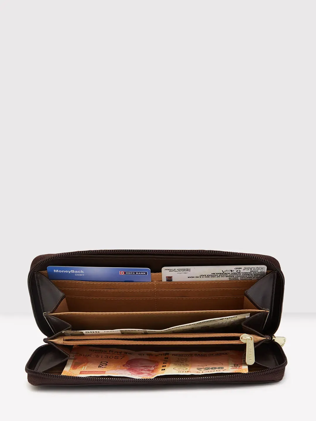 Caprese Zeta Quilted Large Chocolate Zip Around Wallet