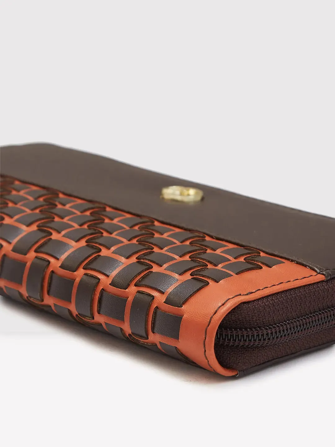 Caprese Zeta Quilted Large Chocolate Zip Around Wallet