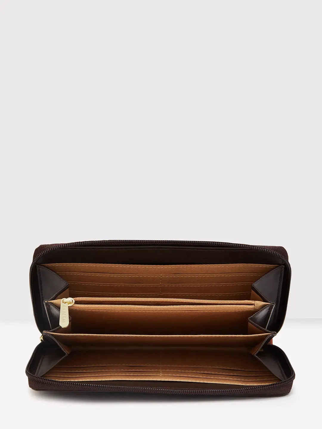 Caprese Zeta Quilted Large Chocolate Zip Around Wallet