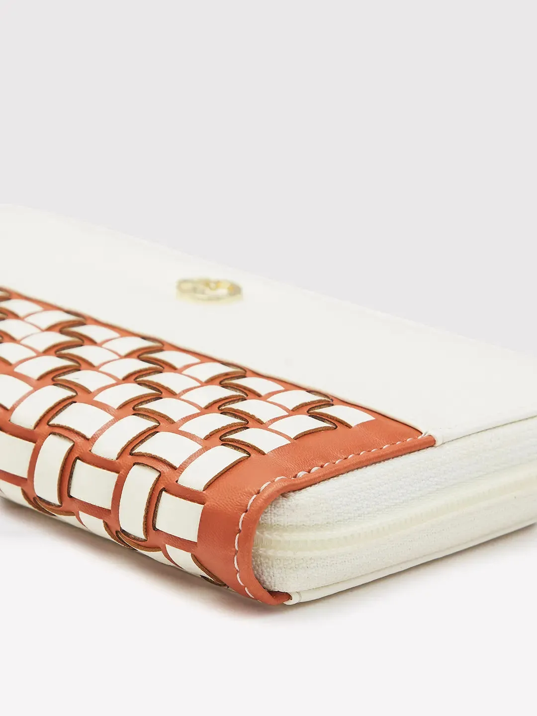 Caprese Zeta Quilted Large Vanilla Zip Around Wallet