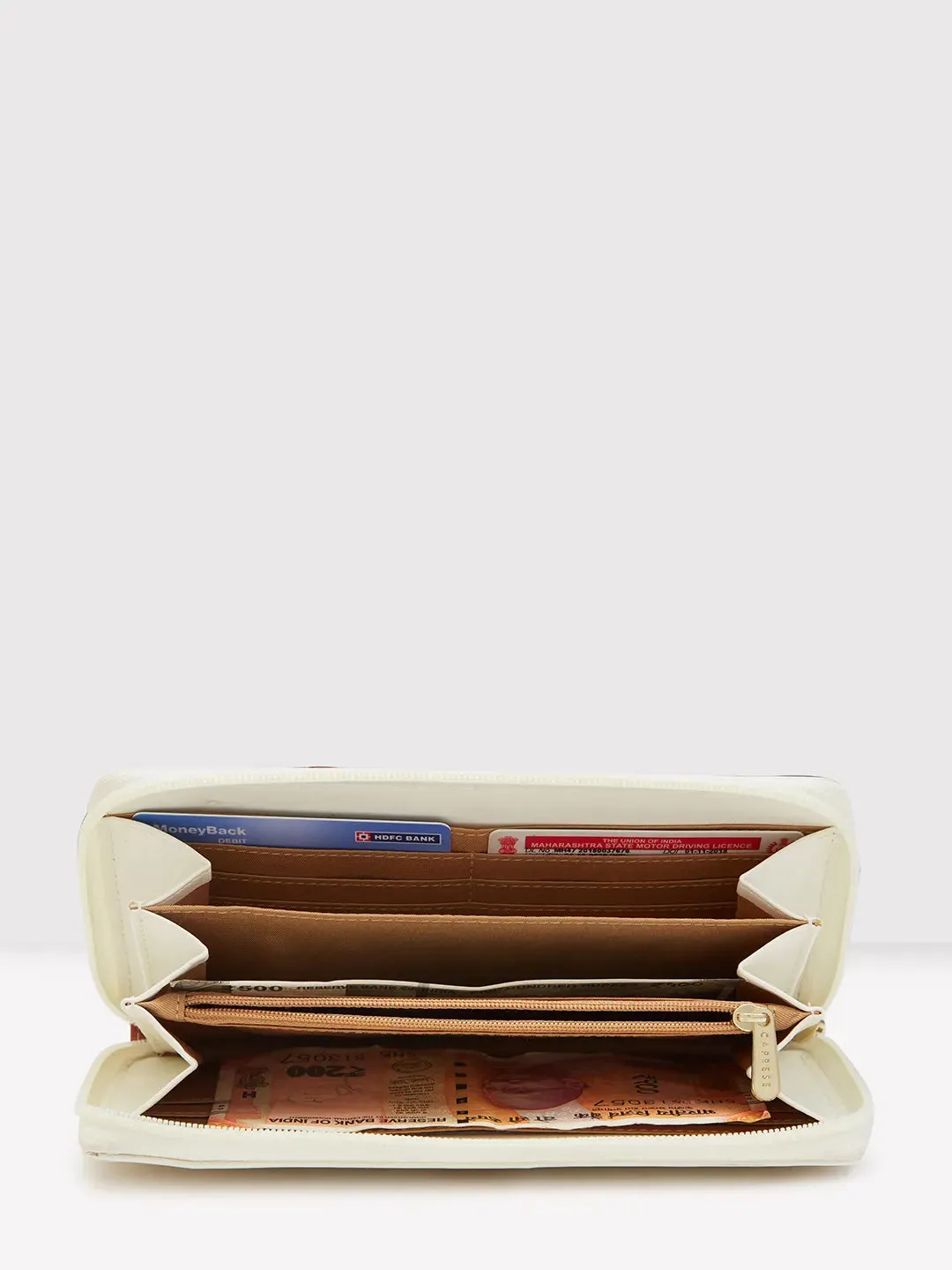 Caprese Zeta Quilted Large Vanilla Zip Around Wallet