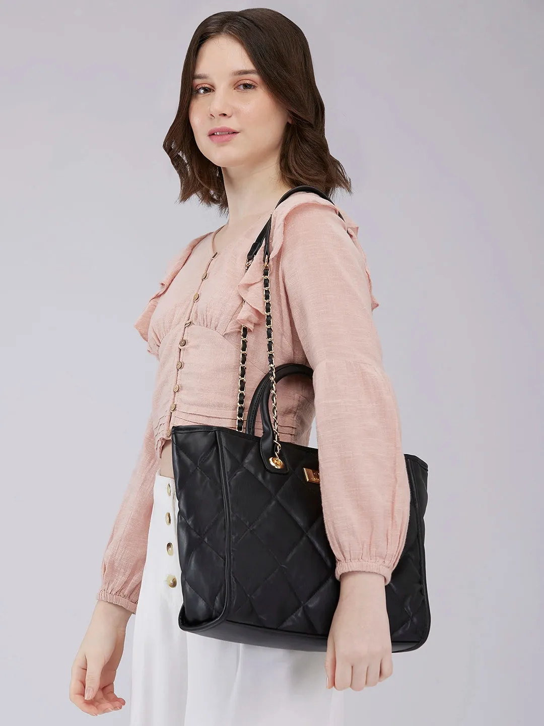 Caprese Ziva Large Black Tote Bag