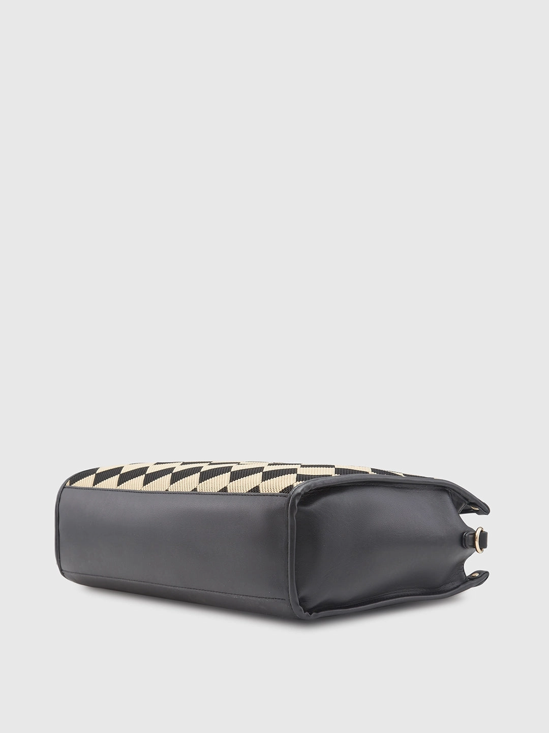 Caprese Checker Medium Black Satchel Bag