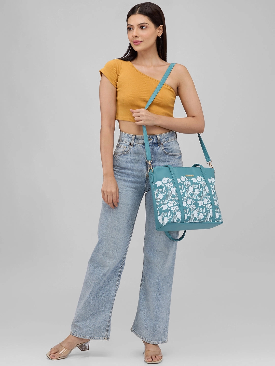Caprese Lively Large B Green Satchel Bag
