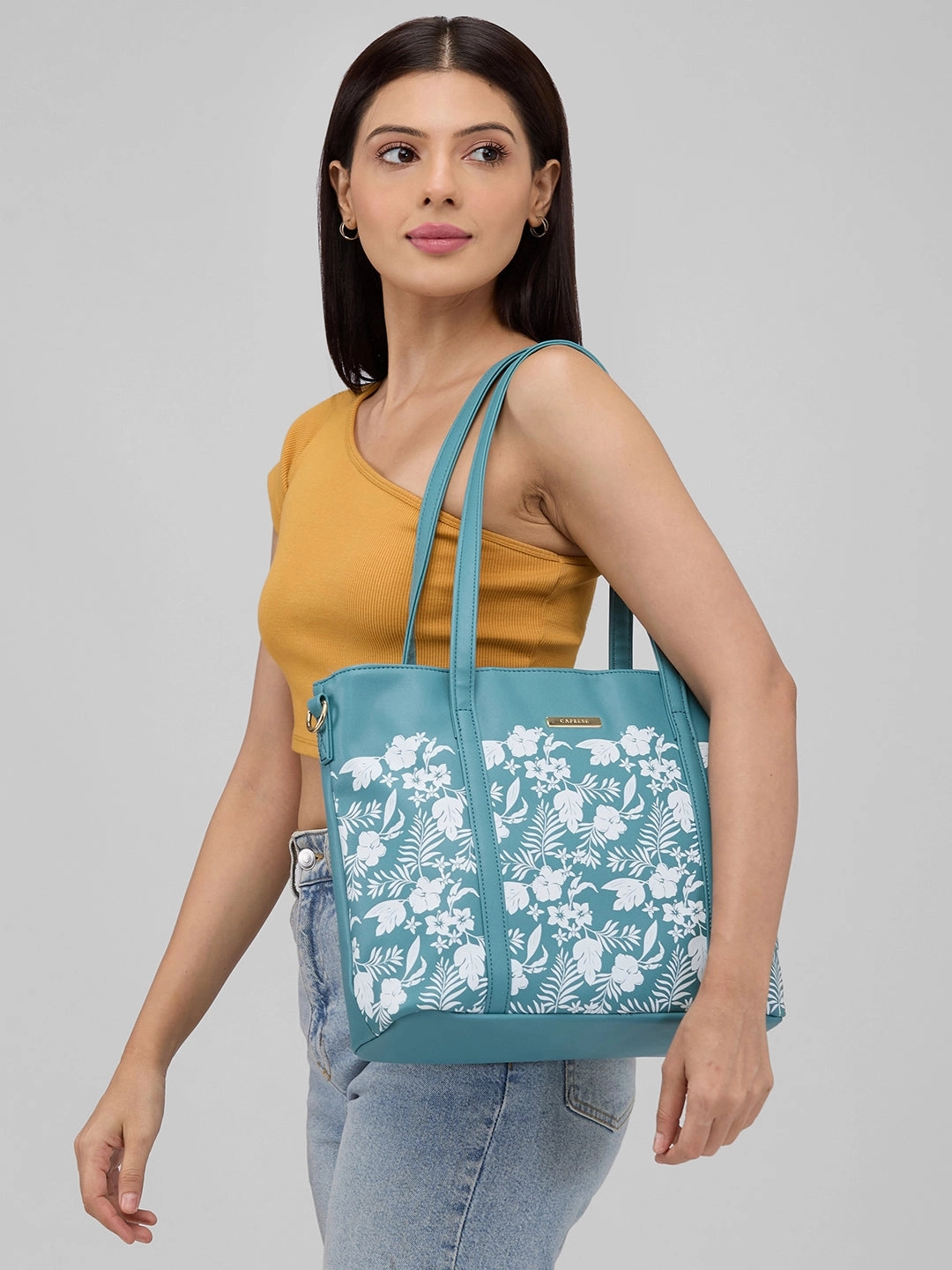 Caprese Lively Large B Green Satchel Bag