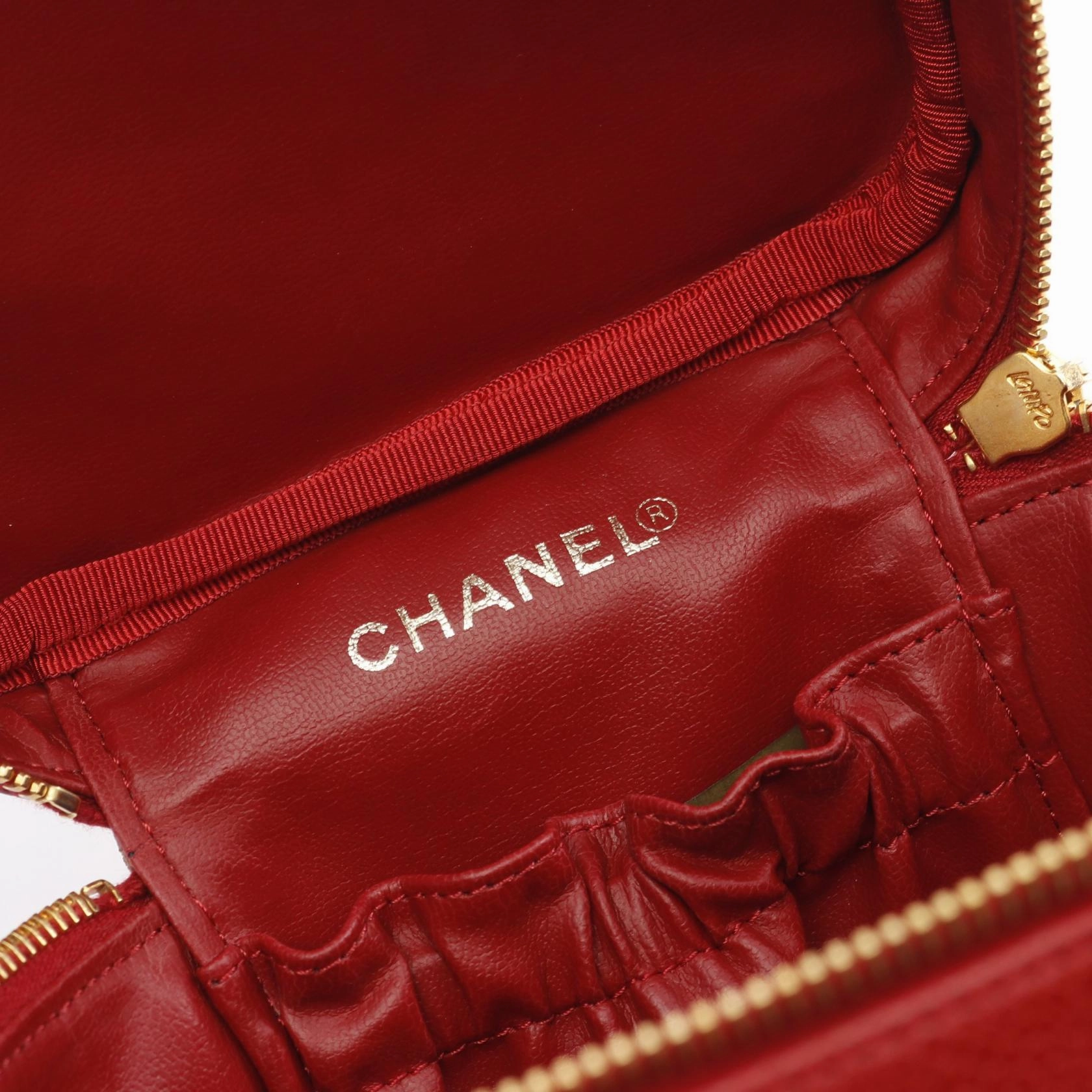 Chanel Coco Mark Leather Handbag Red