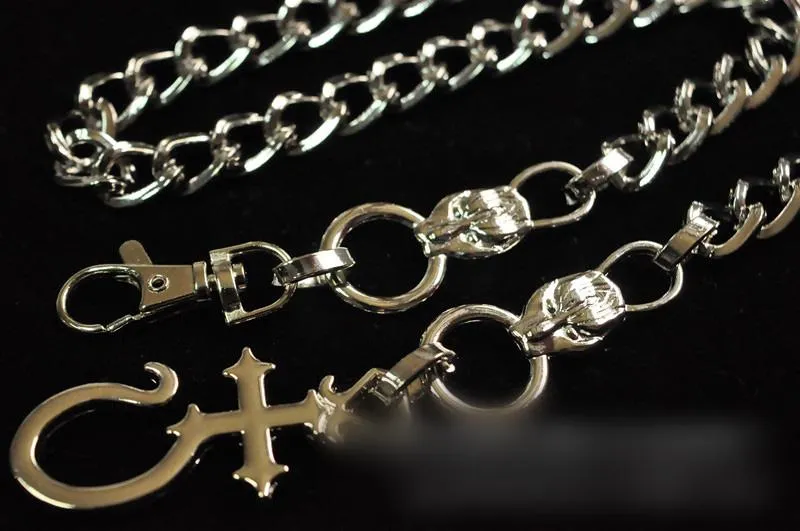 Cool Biker Wallet Chains For Men Silver Long Wallet Chain Mens Cross Pants Chain
