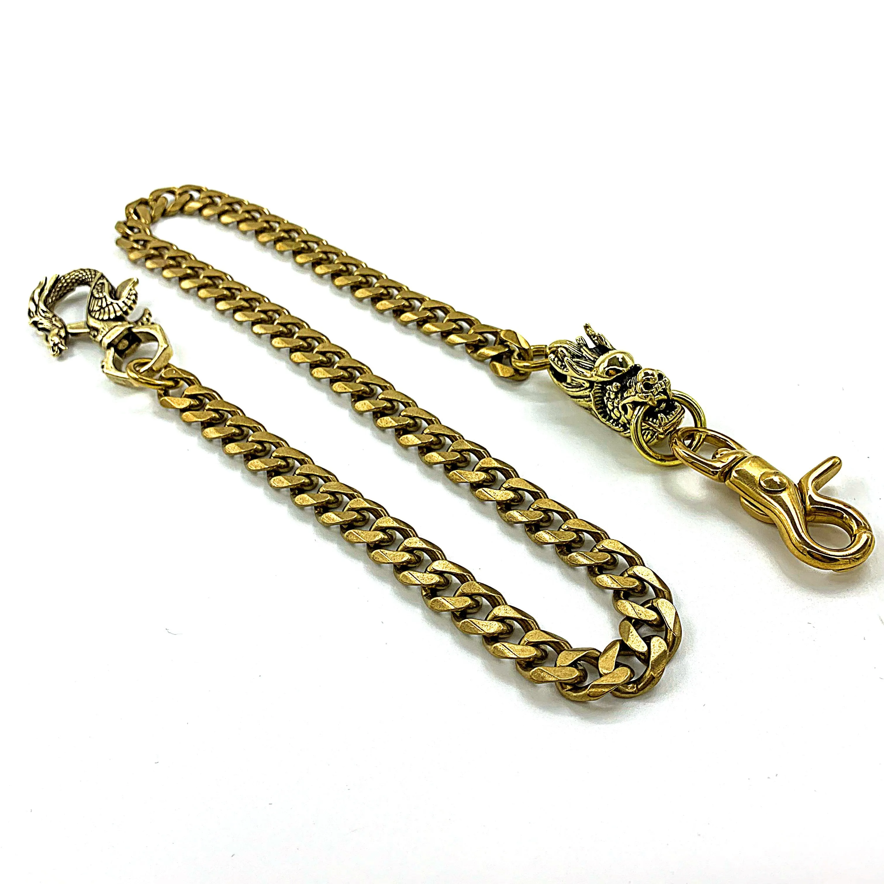 Cool Brass Mens Chinese Dragon Hooks 18 Key Chain Long Pants Chain Wallet Chain Motorcycle Wallet Chain for Men