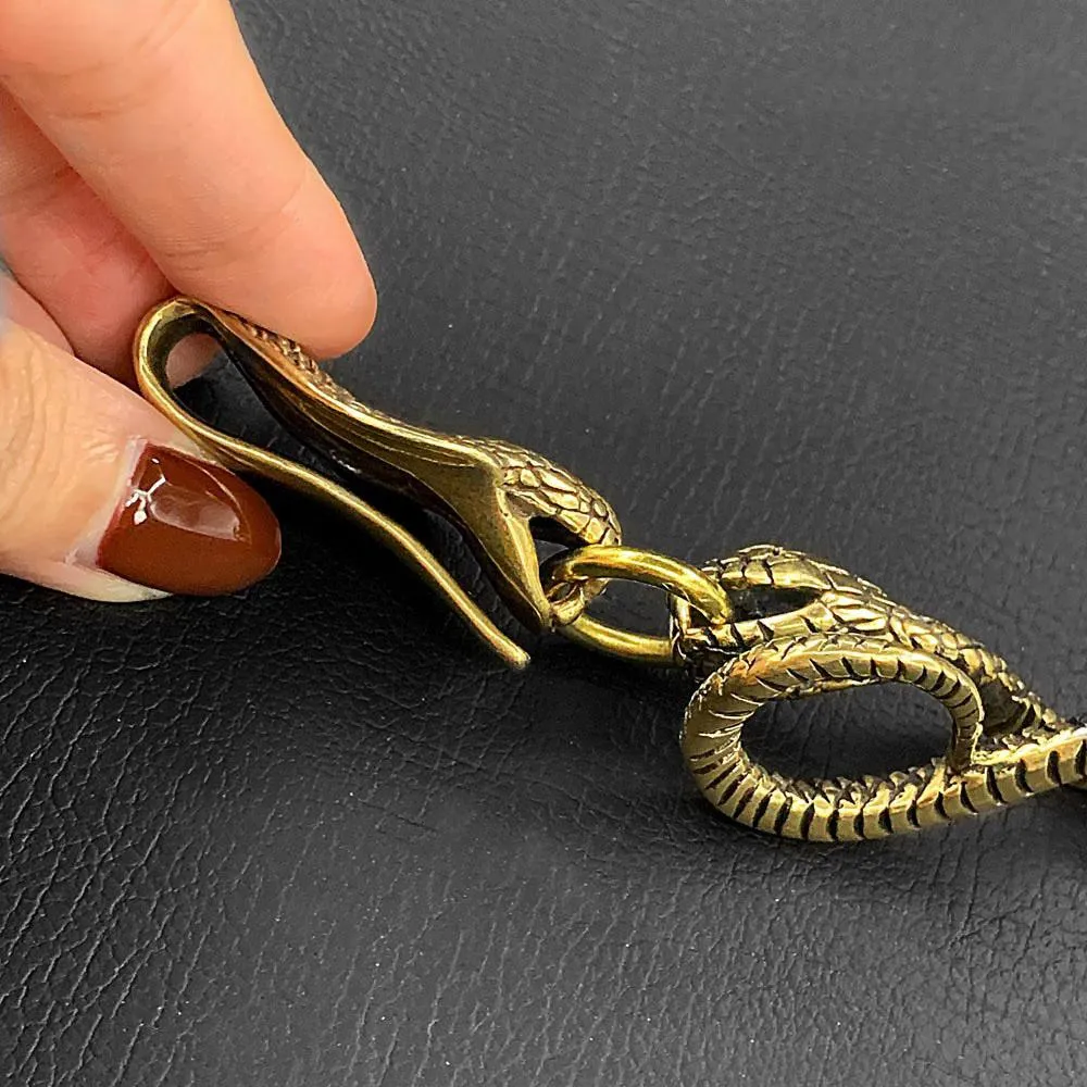 Cool Brass Snake Mens 18'' Pants Chain Wallet Chain Gold Motorcycle Wallet Chain for Men