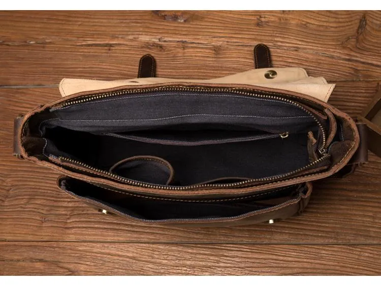 Cool Dark Brown Leather 11 inches Mens Small Messenger Bags Side Bag Brown Courier Bag for Men