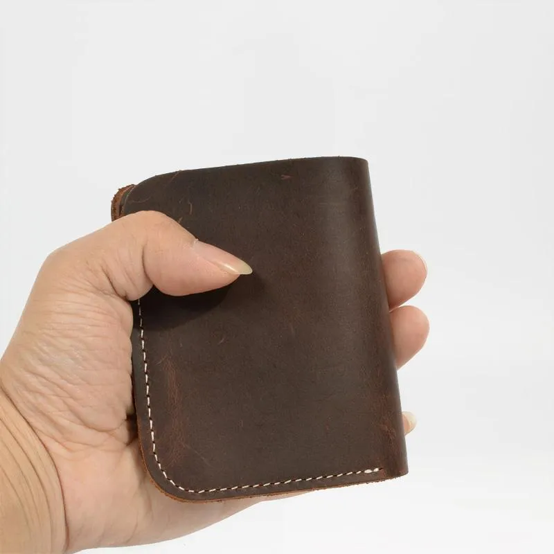 Cool Handmade Leather Mens Brown Bifold billfold Wallet Small Wallet  for Men