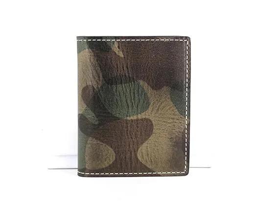 Cool Leather Mens Camouflage License Wallets Front Pocket Wallet Slim Card Wallet for Men