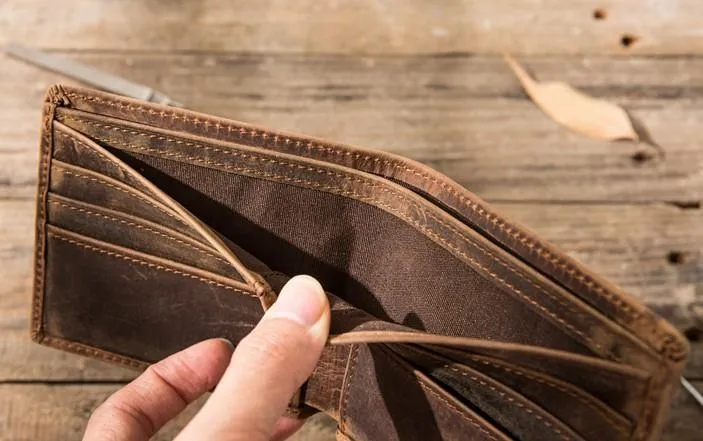 Cool Leather Mens Small Wallet Bifold Vintage Slim billfold Wallet for Men