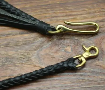 Cool Men's Leather Braided Biker Wallet Chain Pants Chain Wallet Chain For Men