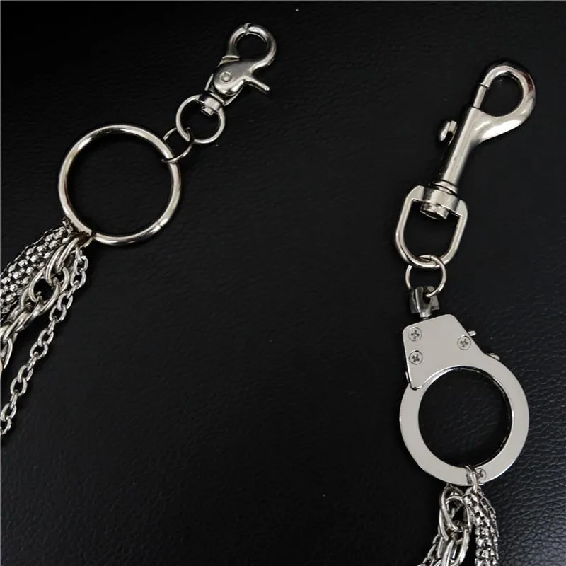 Cool Men's Silver Triple Fashion Long Punk Biker Wallet Chain Pants Chain For Men