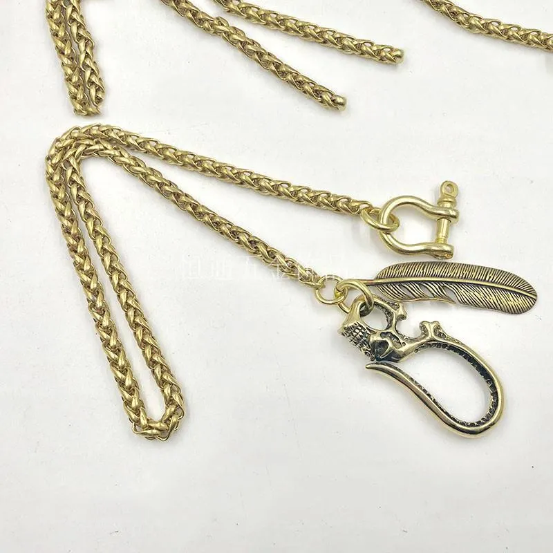 Cool SKull Brass Feather 19?Rock Wallet Chain Biker Pants Chain jeans chain jean chain for Men