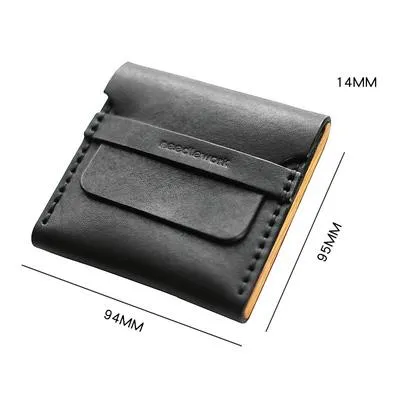 Cool Wooden Leather Mens Black Wallet Small Card Holder Black Coin Wallet for Men