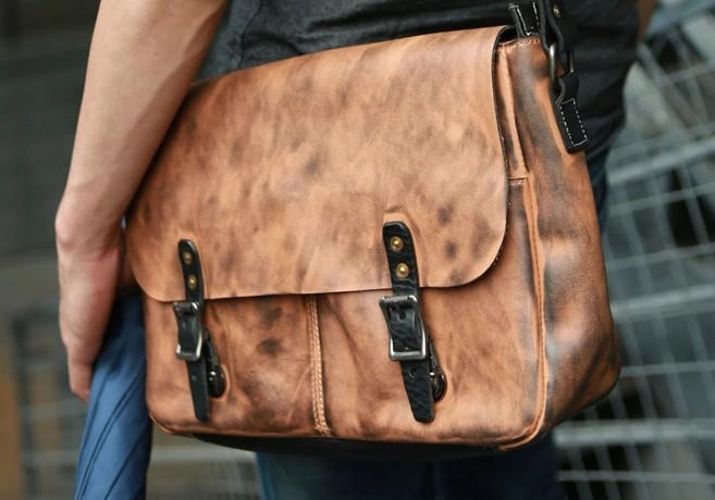 Cool Handmade Vintage Leather Mens Messenger Bags Shoulder Bag for men