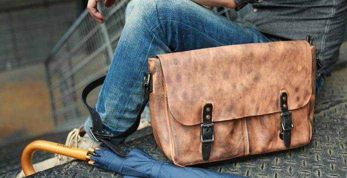 Cool Handmade Vintage Leather Mens Messenger Bags Shoulder Bag for men