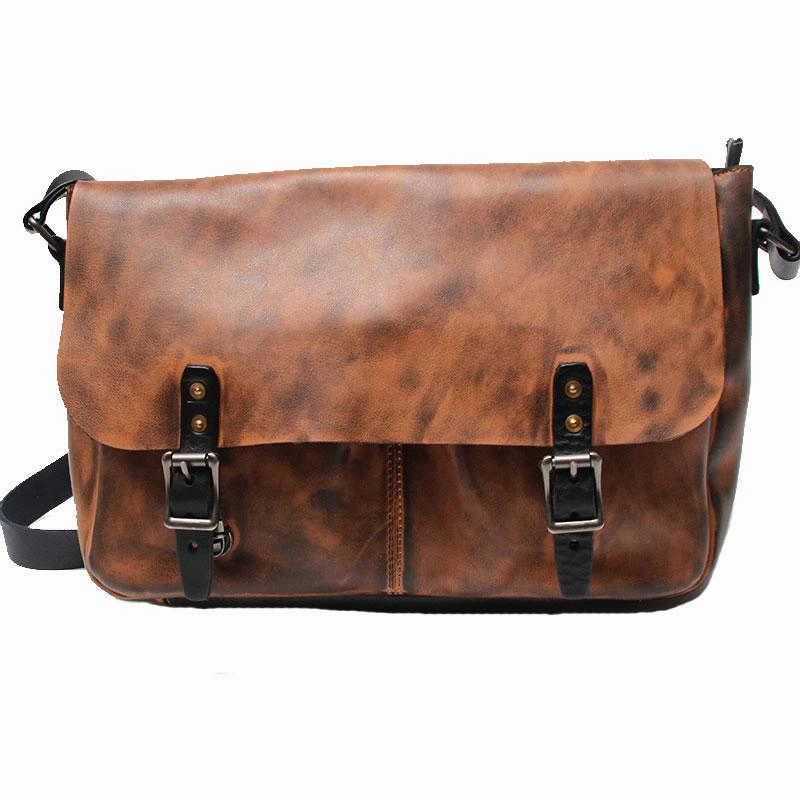 Cool Handmade Vintage Leather Mens Messenger Bags Shoulder Bag for men