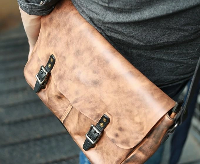 Cool Handmade Vintage Leather Mens Messenger Bags Shoulder Bag for men