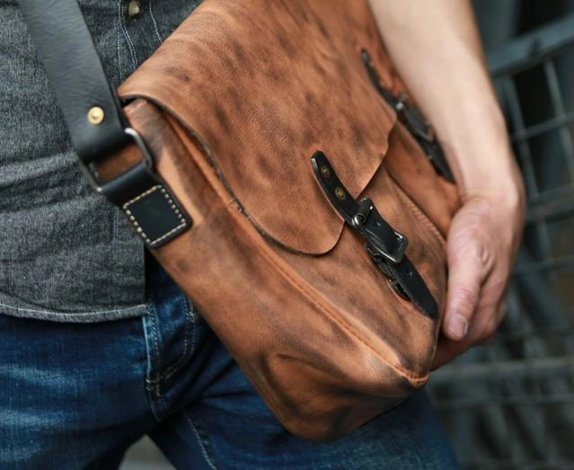Cool Handmade Vintage Leather Mens Messenger Bags Shoulder Bag for men
