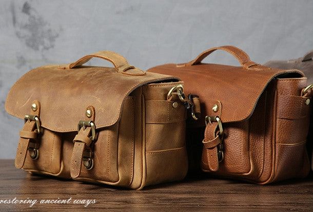 Cool leather men Camera bag messenger bags vintage shoulder bag for men