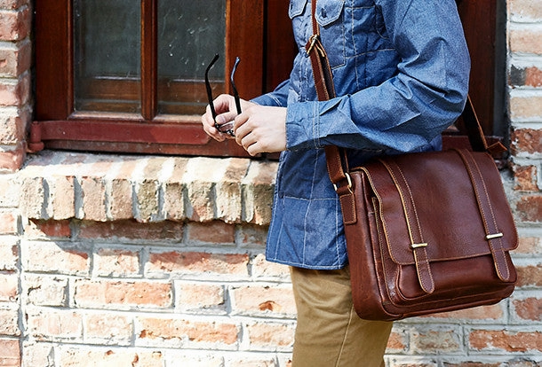Cool leather men messenger large vintage shoulder laptop bag vintage bag