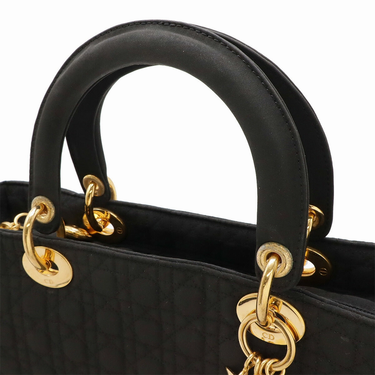 Dior Lady Dior Nylon Leather Handbag Black