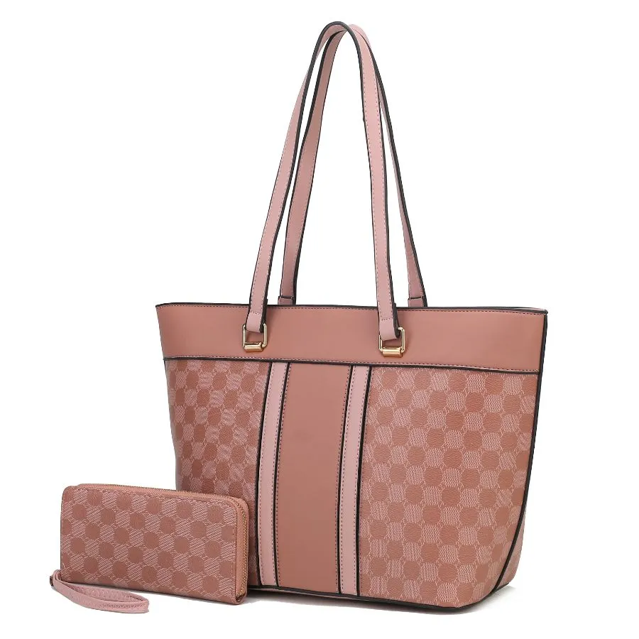 Fabiola Vegan Leather Womens Tote Bag with wallet -2 piece set