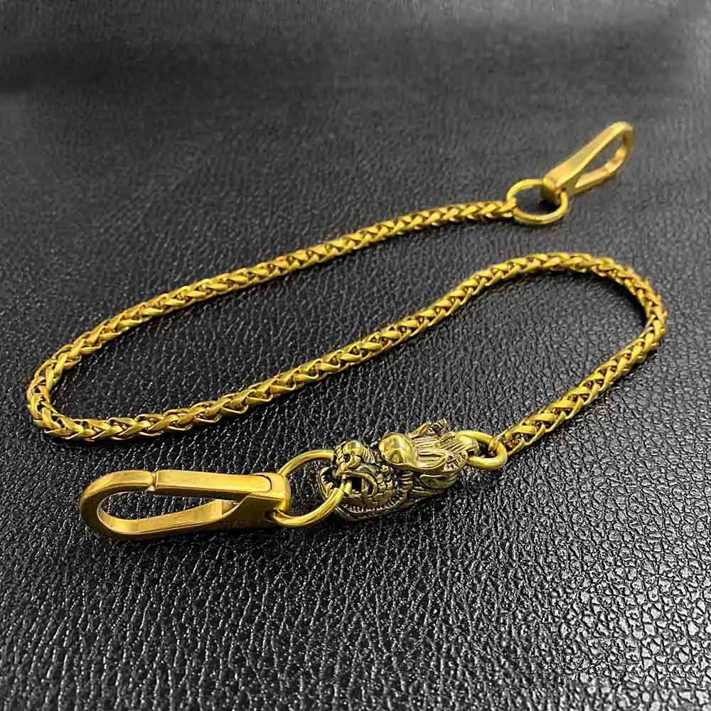 Fashion Brass 18" Mens Dragon Bite Ring Key Chain Pants Chain Wallet Chain Motorcycle Wallet Chain for Men