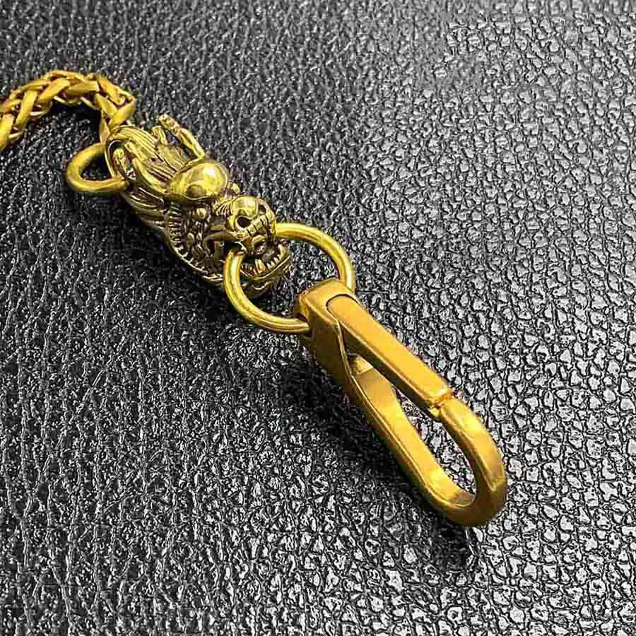 Fashion Brass 18" Mens Dragon Bite Ring Key Chain Pants Chain Wallet Chain Motorcycle Wallet Chain for Men