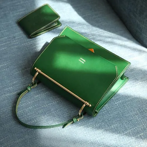 Fashion Womens Red Leather Flap Over Handbag Purse Handmade Square Crossbody Bag Shoulder Bag Purse