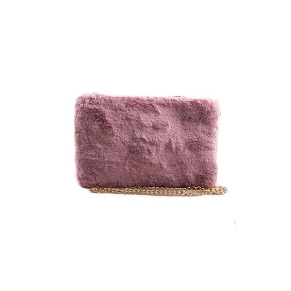 FASHNZFAB Faux Fur Clutch Shoulder Bag