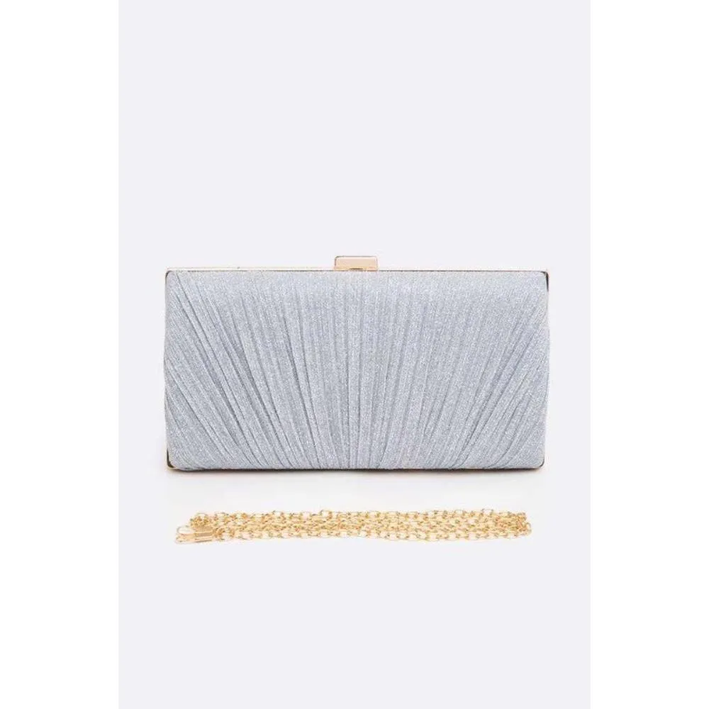 FASHNZFAB Metallic Pleated Bridal Party Box Clutch